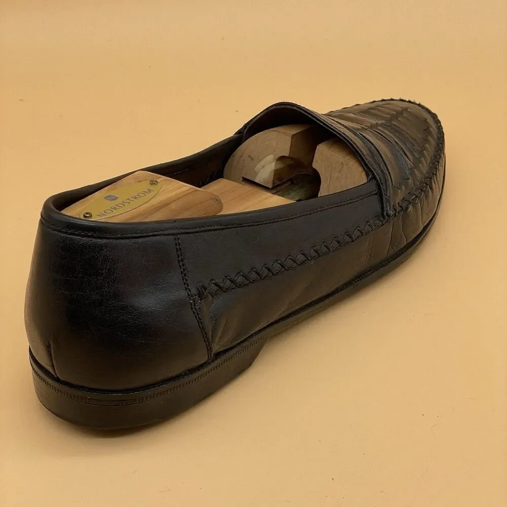 Deer Stags Palermo Leather Loafers Men's Size 10.5 M Black Weave Comfort Arch